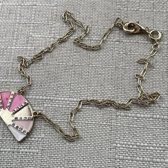 Women Necklace Pink/gold Tone Pendant Fashion Jewelry - Picture 6 of 9